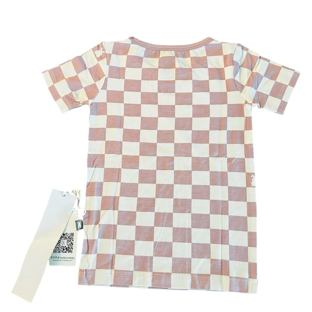 BUMBUNNY Girls Checkered Pajama Set - Lavender and White Size 3T NWT